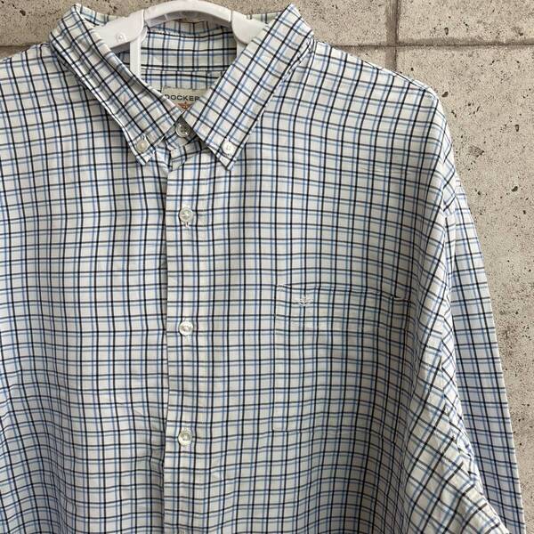 中古 アメリカ古着 DOCKERS ドッカーズ 長袖シャツ メンズ 2XL相当 XXL 3L 青 ブルー チェック柄 カジュアル おしゃれ 送料無料