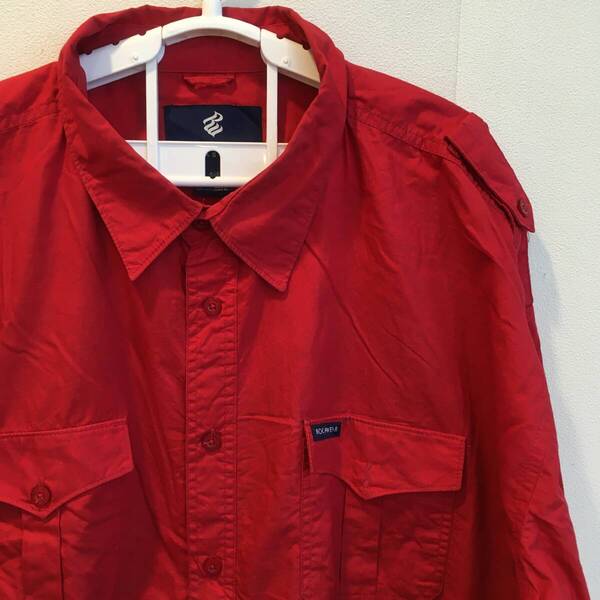 中古 アメリカ古着 ROCAWEAR ロカウェア 長袖シャツ メンズ 5Lサイズ XXXXL 4XL 赤色 レッド カジュアル おしゃれ 送料無料