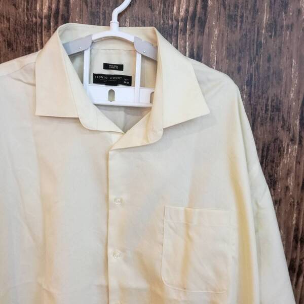 中古 アメリカ古着 PRONTO UOMO プロントウォモ 長袖シャツ メンズ XXLサイズ相当 3L 2XL 象牙色 アイボリー カジュアル おしゃれ 送料無料