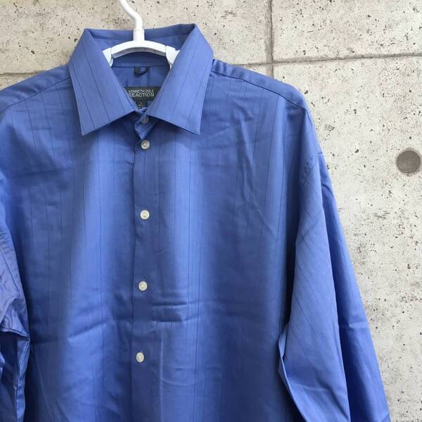 中古 アメリカ古着 KENNETH COLE REACTION ケネスコールリアクション 長袖シャツ メンズ Lサイズ 青 ブルー ストライプ カジュアル