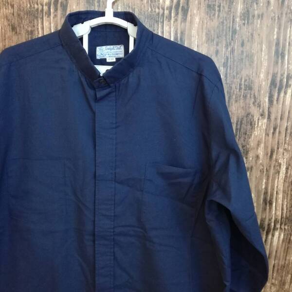 中古 アメリカ古着 Comfort Shirt コンフォートシャツ 長袖シャツ メンズ Lサイズ相当 紺色 ネイビー カジュアル おしゃれ 送料無料