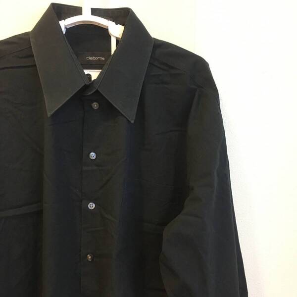 中古 アメリカ古着 claiborne クレイボーン 長袖シャツ メンズ XLサイズ相当 LL 2L 黒色 ブラック カジュアル おしゃれ 送料無料