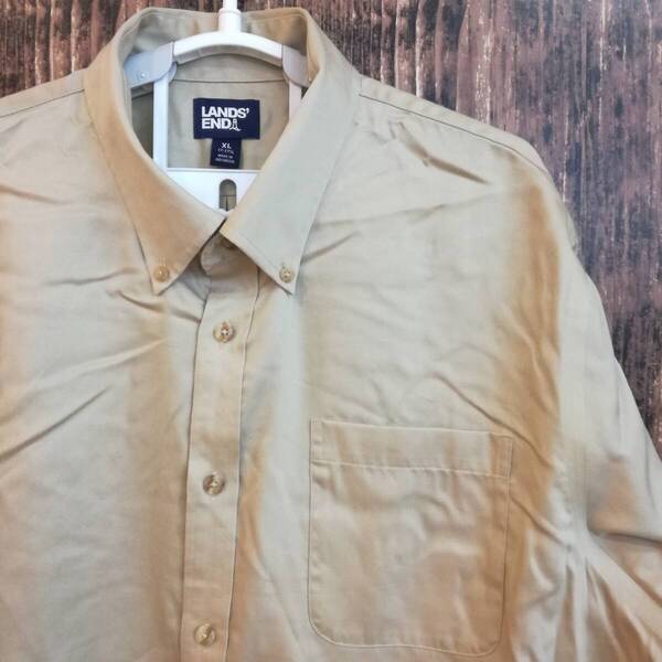 中古 アメリカ古着 LAND’S END ランズエンド 長袖シャツ メンズ XL LL 2L カーキ カジュアル おしゃれ 送料無料