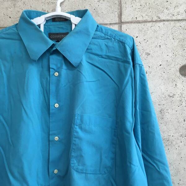 中古 アメリカ古着 COVINGTON コビントン 長袖シャツ メンズ 2XL XXL 3L ブルー カジュアル おしゃれ 送料無料