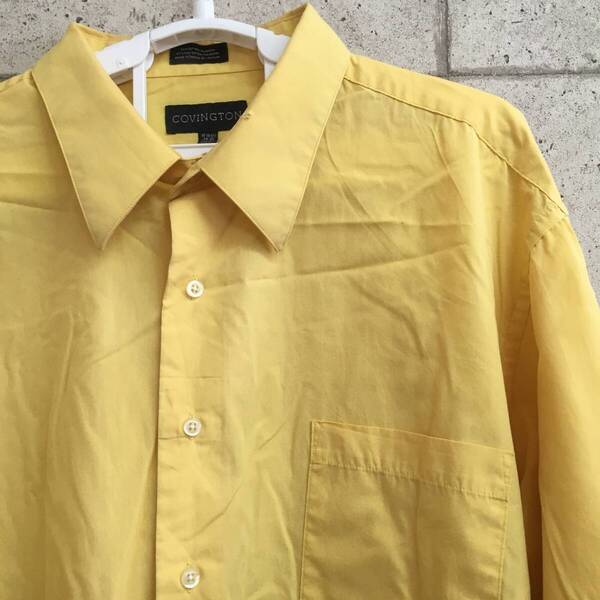 中古 アメリカ古着 COVINGTON コビントン 長袖シャツ メンズ 2XL XXL 3L 黄色 イエロー カジュアル おしゃれ 送料無料