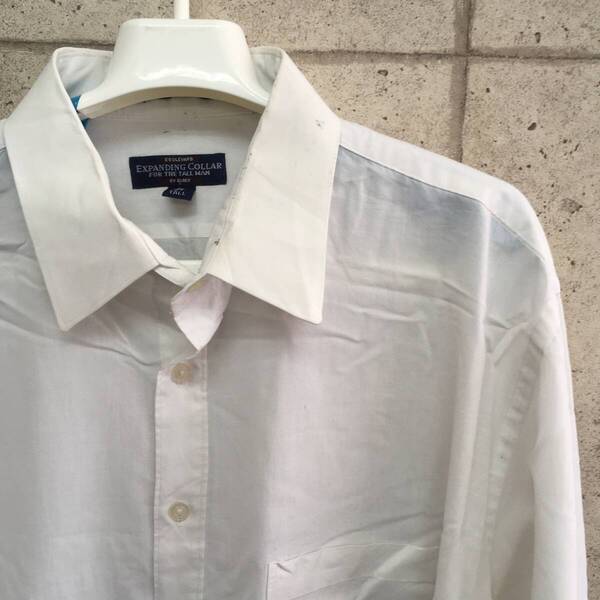 中古 アメリカ古着 EXPANDING COLLAR 長袖シャツ メンズ 2XL相当 XXL 3L 白 ホワイト カジュアル おしゃれ 送料無料