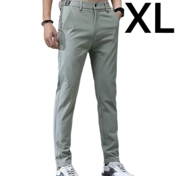 メンズ パンツ ライトグリーン XL アイスシルク ストレッチ 伸縮性 スマート ゴルフ スポーツ 登山 釣り 通勤 普段着 人気 プレゼント