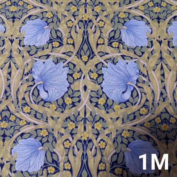 V&A ウィリアムモリス ピンパネル 1M 花柄 モリス生地 花柄生地 ブルー ネイビー ピンパーネル モリス生地 布