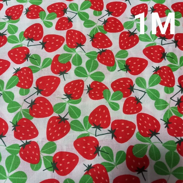 セブンベリー いちごと葉っぱ いちご柄生地 いちご生地 苺 布 1M sevenberry イチゴ柄 可愛い生地