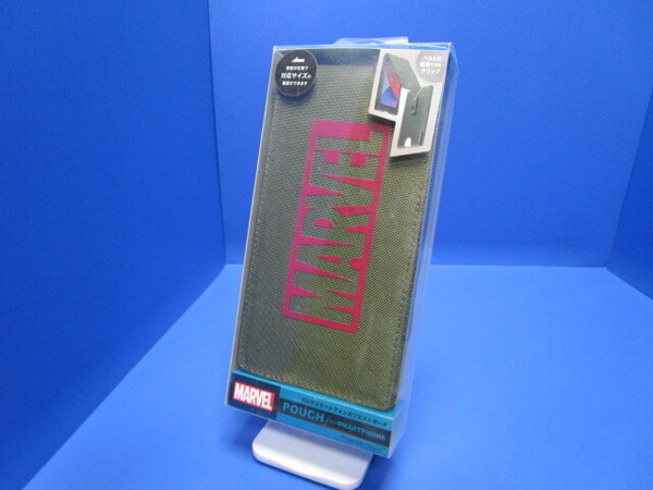 PGA マルチスマートフォン用 ウエストポーチ MARVEL ロゴ カーキ Premium Style PG-DAS04MVL マルチケース カバー