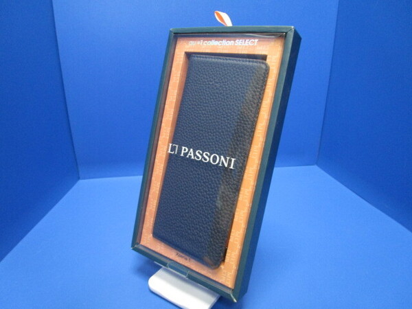 LORNA PASSONI Kipskin Xperia 1 本革 牛革 手帳型 ケース Leather Folio Case ネイビー au+1collection KDDI