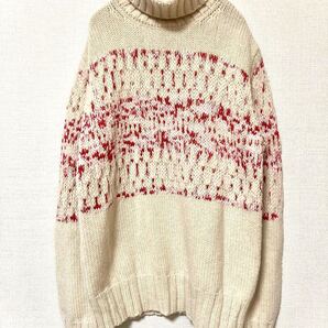 ドリスヴァンノッテン DRIES VAN NOTEN タートルネック ローゲージ ボーダー ウール メンズ ベージュニット セーター トップス S