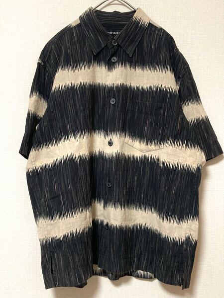 イッセイミヤケ メン issey miyake MEN 絣 ボーダー 総柄 シャツ 半袖 トップス 2 総柄 ハーフスリーブ アロハ