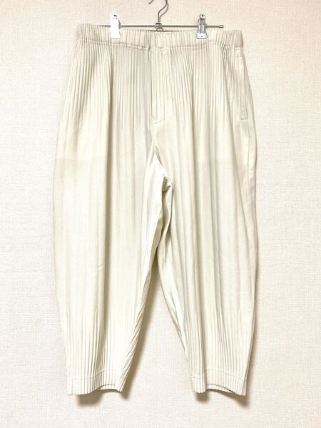 オムプリッセ イッセイミヤケ HOMME PLISSE issey miyake 消しプリーツ パンツ スラックス メンズ クリーム アイボリー 3 ボトムス