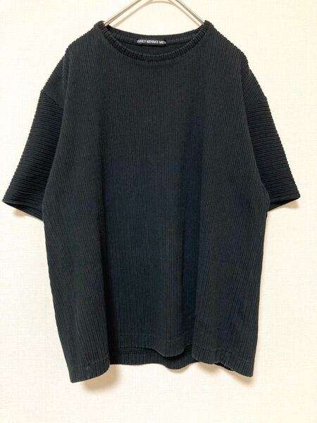 イッセイミヤケ issey miyake MEN メンズ 半袖 tシャツ 凹凸 ストライプ トップス ブラック 2 凹凸 織 プリーツ風 黒