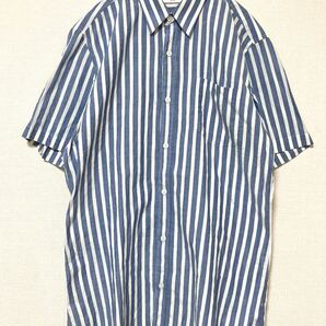 ドリスヴァンノッテン DRIES VAN NOTEN ストライプ 半袖 シャツ 総柄 メンズ コットン 48 ブルー ホワイト トップス