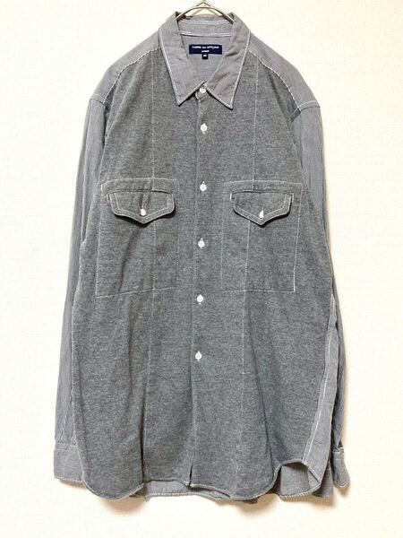 コムデギャルソンオム COMME des GARCONS HOMME ニット ドッキング シャツ 長袖 グレー チェック メンズ トップス M