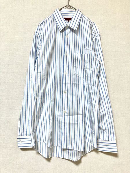 コムデギャルソンオムドゥ COMME des GARCONS HOMME DEUX ストライプ 長袖 シャツ メンズ M ホワイト ブルー トップス