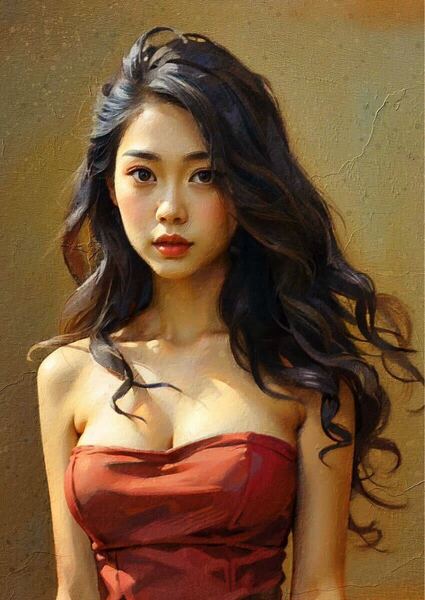 【2025年作品・お試し数量限定出品・超大作・最高級・人物画・】美しくセクシーな女性をモデルにしたリアリズムアート作品・油絵風の肖像画