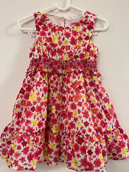 【美品】kate spade フラワープリント ノースリーブワンピース 90