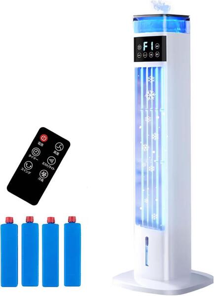 【2025年新型】冷風機 加湿器 1台2役 95cm高さ タワーファン 扇風機 冷風扇 静音 自動首振り 3段階風量調整 省エネ 24Hタイマー