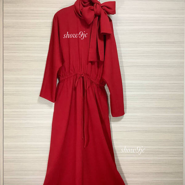 最終 【 VALENTINO 】ヴァレンティノ★タイ付き・赤ロングワンピース★1回着用 ★