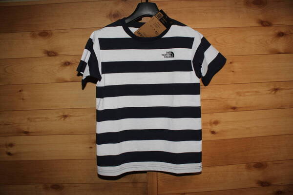 未使用 130㎝ 白紺 ノースフェイス オーダー半袖Tシャツ ショートスリーブフィールドボーダーティー NTJ32321 送料無料即決