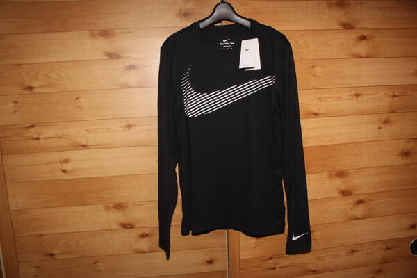 未使用 M 黒 ナイキNIKE ナイキ 長袖DF ビッグロゴ長袖Tシャツ ロンT リフレクター FQ3884 送料無料即決