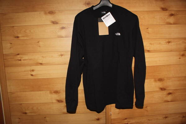 未使用 メンズM 黒 ノースフェイス ロゴ刺 ロングスリーブヌプシコットンティー 長袖Tシャツ ロンT NT32345 送料無料