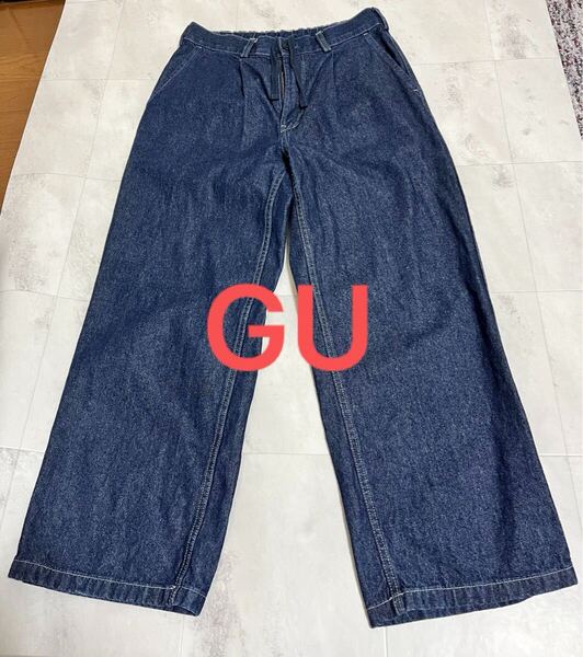 美品!GU ジーユー デニムバギースラックス(丈標準68.0~72.0cm) Sサイズ