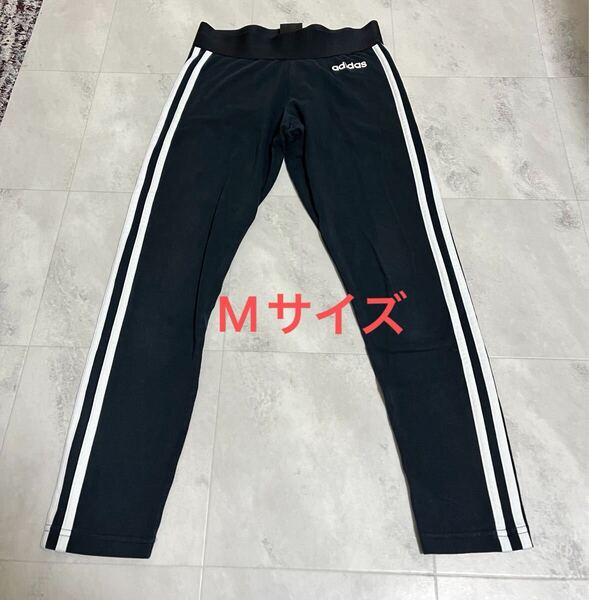 adidas アディダス ライン レギンス パンツ sizeM/ブラック 黒