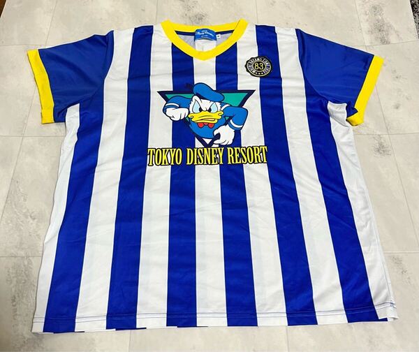 東京ディズニーリゾート 公式 ドナルド サッカーユニフォーム風 デザイン Tシャツ 半袖 Mサイズ ブルー×ホワイト 男女兼用