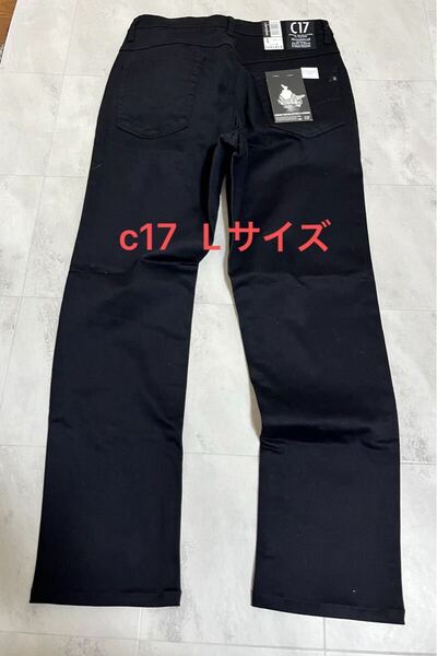 新品 C-SEVENTEEN C17 ストレッチスキニーパンツ スリムテーパード CX032・Lサイズ ウエスト82 黒 ブラック