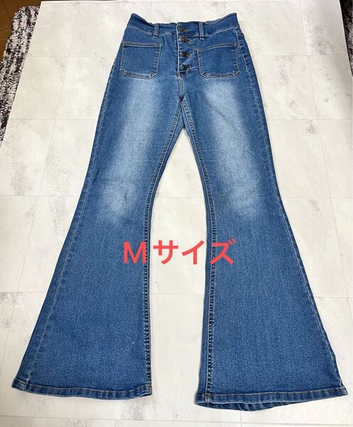 GORGE ゴージ ハイウエスト フレアパンツ デニムパンツ ストレッチ素材 紺 Mサイズ