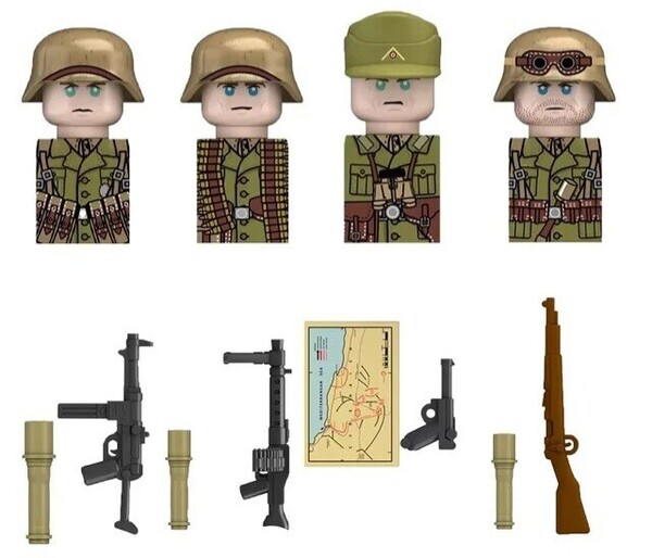 【新品】WW2ドイツ軍 アフリカ軍団兵士4体セット ミニフィギュアレゴ互換品
