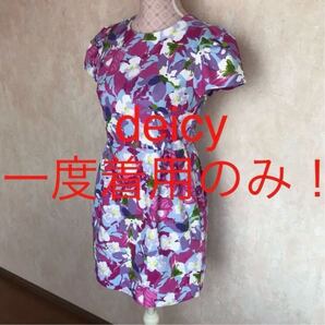 ★deicy/デイシー★一度着用のみ★小さいサイズ!半袖ワンピース1(S.7号)パープル 紫 ピンク 花柄 春夏秋