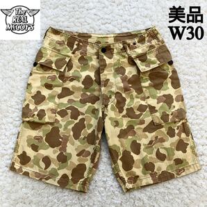 美品THE REAL McCOY'S US ARMYフロッグスキンヘリンボーンショーツ30 M カモ 迷彩 camo ショートパンツ Frogskin ダックハンターカモ