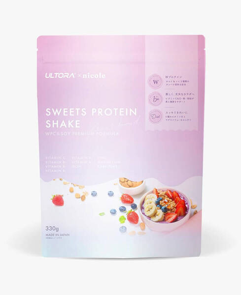 ULTORA ホエイ&ソイ スイーツプロテインシェイク アサイーボウル風味 330g 藤田ニコル監修 置き換え ダイエット ウルトラ WHEY SOY SWEETS