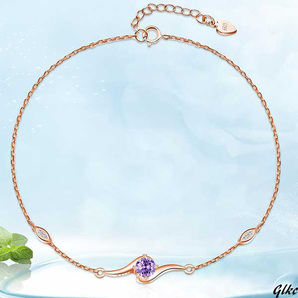 【「お守り」としても人気、誕生石が輝く華奢ブレスレット】 ローズゴールド 02月 誕生石 ブレスレット 金属アレルギー対応 ギフト