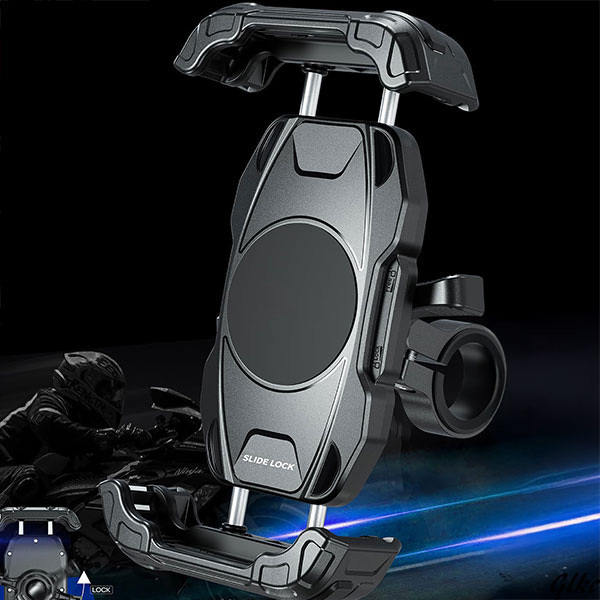 【耐久性抜群のバイク用スマホホルダー】 17mmボールマウント バイク用品 振動吸収 サイドレバー固定 アルミニウム合金