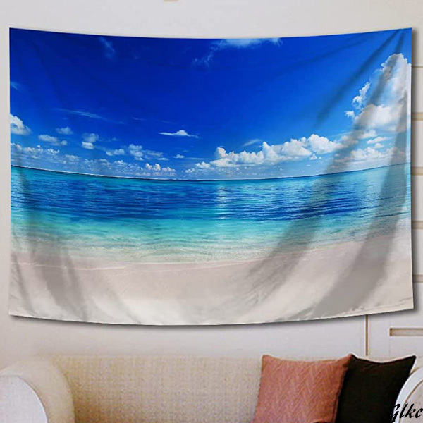 【青海と空の癒し空間タペストリー150×100㎝】 タペストリー 壁掛け 布ポスター インテリア 自然風景 撮影背景 プレゼント 多機能