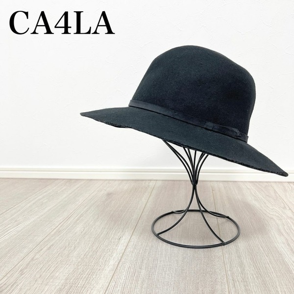 CA4LA カシラ 帽子 ハット リボン 黒 ブラック ウール 毛 レディース