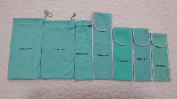 Tiffany & Co. ティファニー アクセサリーケース ジュエリーケース 保存袋 巾着袋 アクセサリー袋 布袋 内袋 小物入れ ポーチ 【7個】o