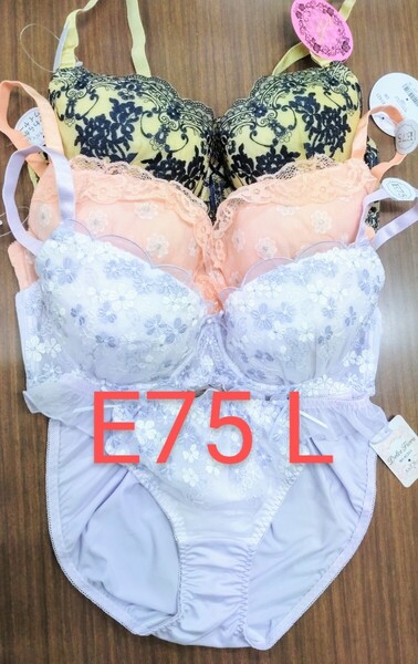ブラジャー&ショーツ 3組セット E75 Lサイズ