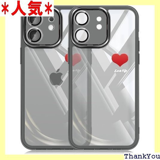 JOOBOY スマホケース 対応 iPhone 12 ー 対応 アイフォン12 携帯 カバー クリア-ブラック 628