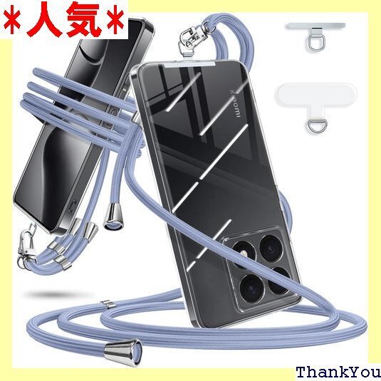 Xiaomi 14T ケース クリア ショルダー xi 整可能 取り外し可能 紛失防止 ワイヤレス充電対 クリア 831
