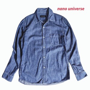 nano universe 長袖デニムシャツ 表記M レディース 総スナップボタン 68689