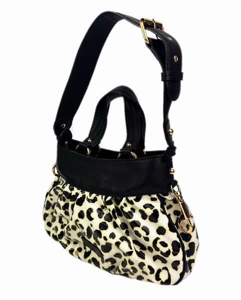 モスキーノジーンズ MOSCHINO JEANS 2wayハンドバッグ トートバッグ レオパード 豹柄 ヒョウ柄 アニマル柄 PVC レザー ホワイト イエロー