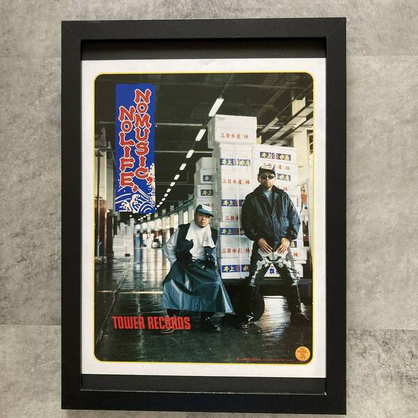 ●額装品 DEV LARGE デヴラージ 井上三太 タワレコ A4サイズ額入り NO MUSIC NO LIFE 貴重広告 ポスター風 アートフレーム 送料無料 T189