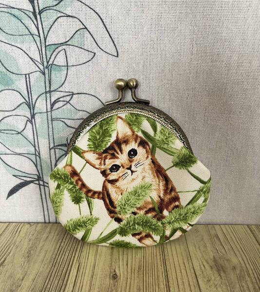 小さめがま口 ポーチ / 財布 / 小物入れ / ハンドメイド☆ 猫じゃらし・25